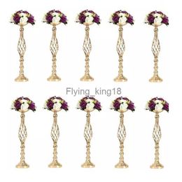 10PCS Metal Gold Candle Holders Road Lead Pillar Candlestick Table Centerpiece Stand for Wedding Candelabra Flowers Vases HKD230825