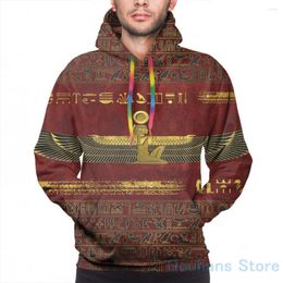 Men's Hoodies Mens Sweatshirt For Women Funny Golden Egyptian God Ornament On Red Leather Print Casual Hoodie Streatwear