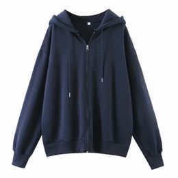 Men's Hoodies Sweatshirts PUWD Casual Women Drawstring Oversize Autumn Fashion Ladies Loose Zipper Cardigan Girls Chic Streetwear Tops 230825