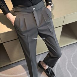 British Style Autumn Business Dress Pants for Men High Waist Casual Suit Pant Slim Fit Office Social Trousers Men Clothing