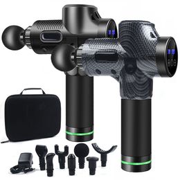 Massage Gun 7 Heads LCD Touch 30 Speed High Frequency Muscle Relax Body Relaxation Electric Massager Therapy 230824