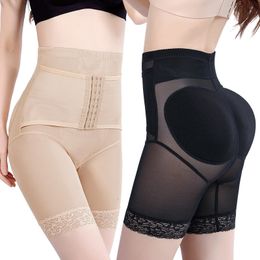 Waist Tummy Shaper Highwaisted Boxer Sponge Pad Fake Buttocks Women Ass Butt Lifter Shapewear Slim Control Panties Body Underwear 230825