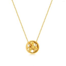 Chains Fashion Geometric Gear Shape Pendant Necklace For Women Gold Colour Stainless Steel Charm Choker Link Chain Jewellery