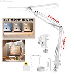 LED Desk Lamp Eye-Caring Adjustable Swing Arm Table Light with Clamp Reading Lights Night Light for Office/Study/Working US/EU HKD230824