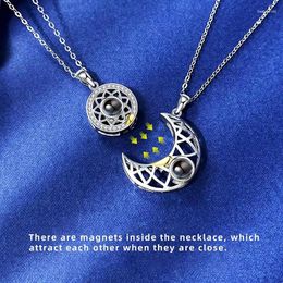 Chains Sun Moon Heart Magnetic Paired Geometric Pendant Jewellery Lover Gift 2 Pieces/Set Fashion Couple Matching