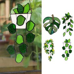 Faux Floral Greenery Acrylic Window Suspended Leaves Artificial Hanging Suncatcher Christmas Garland Plants Decor Summer Home 230824