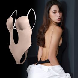 Waist Tummy Shaper Bodysuit Shapewear Deep V-Neck Whole Body Shapers Backless Underwear Sexy Thong Women Wedding Slimming Leotard Push Up Corset 230824