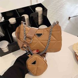 New three in one rhombic lattice female single shoulder bag net red messenger armpit bag 2023 new hobo chain bag 70% Designer Outlet Sale