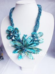 Choker Made By Hand Blue Crystal Shell Beads Jewellery For Party Wedding 20"