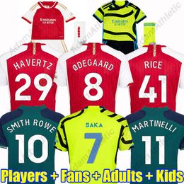 RICE ODEGAARD soccer jerseys 2023 2024 HAVERTZ SAKA SMITH ROWE MARTINELLI G.JESUS football shirts kids kit player version JORGINHO GABRIEL WHITE ZINCHENKO jersey