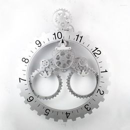 Wall Clocks Wheel Hour Clock Silver Triangle Gear Vintage