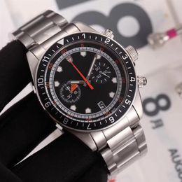 Multifunctional Men's Retro 42mm Watch VK Movement All Stainless Steel Case Strap Montre de Luxe Comfort wristwatch256y