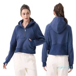 LL NEW Yoga wear Souba Women's grab outdoor sports fitness slim half zipper hoodie hooded coat Yoga Outfit Original