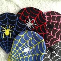 Beanie/Skull Caps Spider Web Beanies For Women Men Couple Y2K Hats Fashion Bonnet Kpop Quality Wool Hoods Lady Hats Accessories Beanie L0825