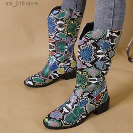 Winter Women's All-Match Shoes 2024 Thick Heel Snake Print PU Oversized Knee-Length Warm Knight Boots T230824 23Ca9 14C2d
