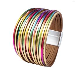 Bangle Variety Gradient Bracelet Fashion Colour Leather Rope Mix And Match PU Ladies Magnetic Buckle Girls Accessories