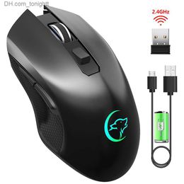 G851 Wireless Mouse 2.4GHz Receiver 2400DPI Rechargeable Colorful Mute Office Gaming Mice for Laptop Desktop PC Computer Mac os Q230825