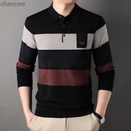 Fashion Brand Men's Polo Shirt Striped Autumn and Winter Clothing Long Sleeve Casual Korean Style Top Quality Polo Shirt for Men HKD230825