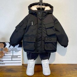 Down Coat New Winter Down Cotton Jacket Boys Black Hooded Coat Children Outerwear Clothing Teenage 38Y Kids Parka Padded Snowsuit XMP323 x0825