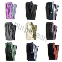 Men's Pants 2023 Spring Needles AWGE Trousers Men Woman Quality Butterfly Embroidery Velvet Casual Fashion