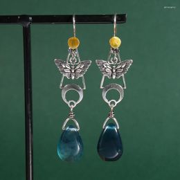 Dangle Earrings Fashion Butterfly Drop Earring With Glass Teardrops Beautiful For Women Vintage Jewellery Trendy