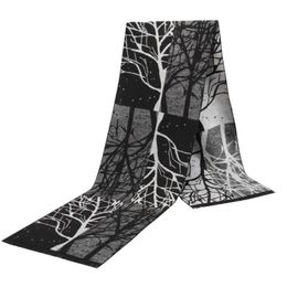 Scarves Men Printed Scarf Winter Jacquard Flannel Tree Pattern Tassels Winter Warm Cashmere Business Style Shawls Scarves 180*30CM 230825