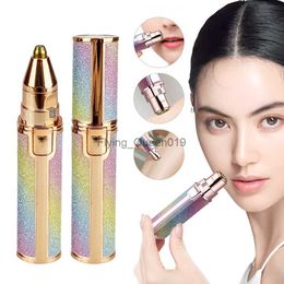 2 IN 1 Electric Epilator Eyebrow Trimmer Portable Female Body Facial Lipstick Shape Hair Removal Women Painless Razor Shaver HKD230825