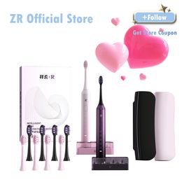 Toothbrush ZR Couple Gift Ultra Sonic Electric Toothbrush Travel Case 10 Heads Rechargeable IPX8 Waterproof 230824