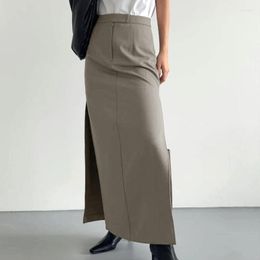 Skirts Midi Skirt Autumn French Grey Light Luxury High Waist Slim Fit Split Straight Long Exclusive Women's Wear