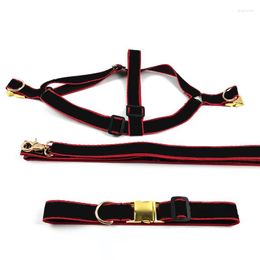 Dog Collars XS-L 3 Pcs Luxury Nylon Designer Pet Leads Accessories Harness And Leash Set Puppy