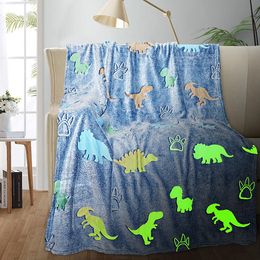 Blankets Dinosaur Unicorn Luminous Blanket Children's Birthday Bedroom Mermaid Butterfly Toy Soft Comfortable Magic Gift 230824
