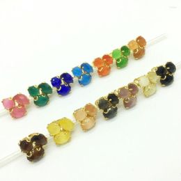 Cluster Rings 5pcs/lot Nature Crystal Color Stone Jewelry Ring Wholesale Natural Druzy Gemstone Helicoid Gold Plated