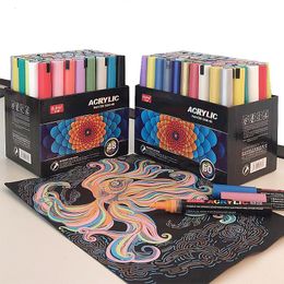 Markers 12/24/36/48/60 Colours Acrylic Paint Markers Set Drawing Painting Pens for Rock Painting Stone Ceramic Glass Wood Canvas Fabric 230826