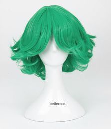 Cosplay Wigs One Punch Man Senritsu No Tatsumaki Cosplay Wig Green Curly Heat Resistant Synthetic Hair Wig Wig Cap 230826