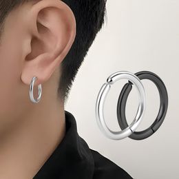 Backs Earrings 1Pc No Pierced Fake Hoop Classic Punk Stainless Steel Circle Hoops Clip On Ear For Men Women Without Hole