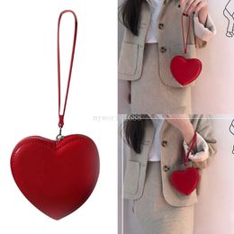 Fashion Love Heart Shape Coin Purse with Wrist Strap Women Girl PU Leather Zipper Wallet Daily Casual Credit Card Cash Holder