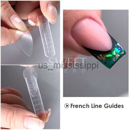 False Nails 24pcs French Line Nail Forma Dual Sticker Soft Silicone Pad Reusable Extension Mold Forms Acrylic Prolong Manicure Tool Supplies x0826 X0828