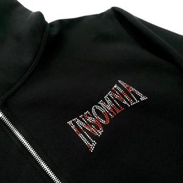 Y2k Long Sleeve Hoodie Jacket Men's Hoodie Sports Coat Gothic Rhinestone Zip Hoodie Devil Gothic Top