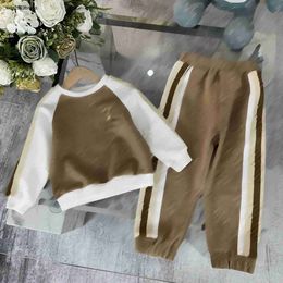Tracksuits baby autumn Sets high quality kids suit Size 90-150 CM 2pcs Shiny logo embellishment sweater And sports pants Aug24