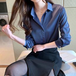 Women's Blouses Fashion Woman Blouse 2023 Spring Silk Shirts And Elegant Youth Basic White Shirt Satin Women Clothing