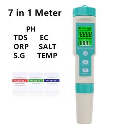 PH Metres COM-600 7 in 1 PH TDS EC ORP Salinity S. G Temp Metre Water Quality Monitor Tester IP67 for Drinking Water Aquariums PH Metre 230826