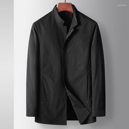 Men's Trench Coats Long Jacket 2023 Spring And Autumn Casual Standing Neck Zipper Top Business Thin Coat Outwear