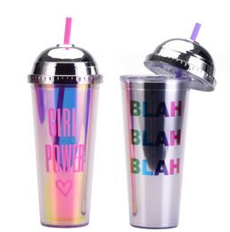 The latest 24OZ leopard-print phantom double-layer plastic straw coffee mug, many styles to choose from, and any logo can be Customised