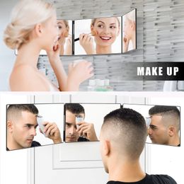 Compact Mirrors Retractable hanging three-sided folding makeup mirror men's tri-folding mirror shaving and hairdress 10 times mirroring mirror 230826