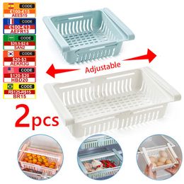 Storage Boxes Bins 1 2Pcs Kitchen Organiser Fridge Drawer Box Extendable Refrigerator Chest Shelf Home Case Plastic Cabinet Shelves 230825