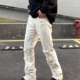 Men's Jeans Punk Street Clothing Broken Hole Men To Tear Fashion Y2K Casual Trousers Ripped 230825