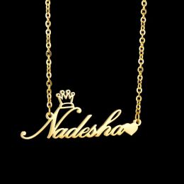 Pendant Necklaces Name Custom Necklace Personalized For Women Crown Heart Nameplate Choker Jewellry Gift 230825