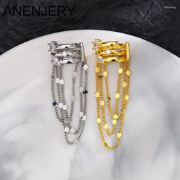 Backs Earrings ANENJERY 1Pc Multi-layer Sequin Tassel Ear Clip Chain Bone On For Women Exaggerated Personality Jewellery Gift