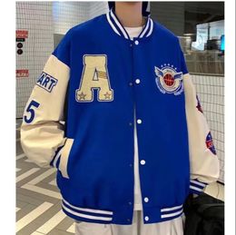 Men's Jackets American Letter Towel Embroidered Jacket Coat Y2K Street Hip Hop Retro Baseball Uniform Couple Casual Bomber Tops 230825
