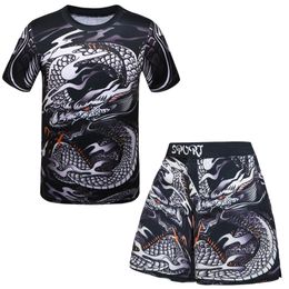 Men's Tracksuits Kids MMA Boxing Jerseys MMA Compression T-shirt Pants Rashguard Jiu Jusit Long Sleeve Tight Trousers Children BJJ MMA Sportsuit 230825
